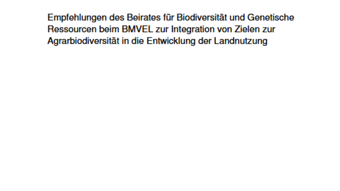 Titelseite Stellungnahme "Agrarbiodiversität und Landnutzung"