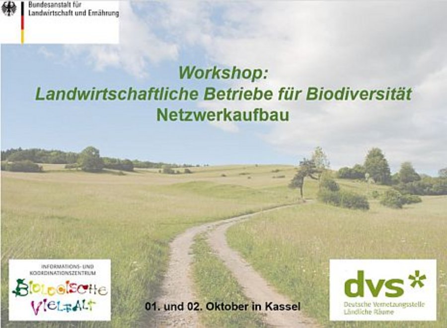 Startfolie aus der Präsentation: Workshop:  Landwirtschaftliche Betriebe für Biodiversität - Netzwerkaufbau