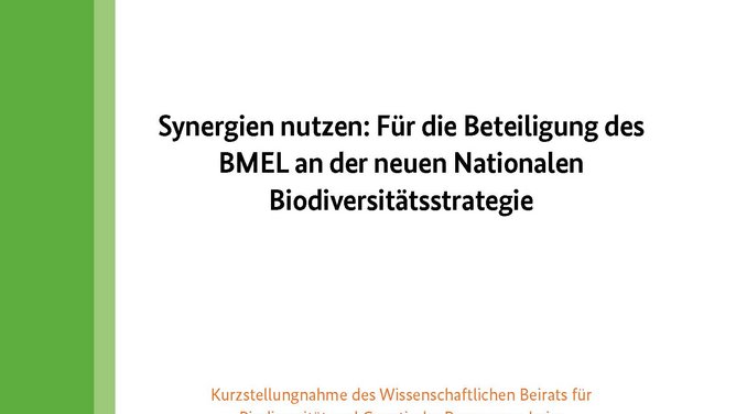 Titelseite Stellungnahme Synergien nutzen für die Beteiligung des BMEL an der neuen Nationalen Biodiversitätsstrategie