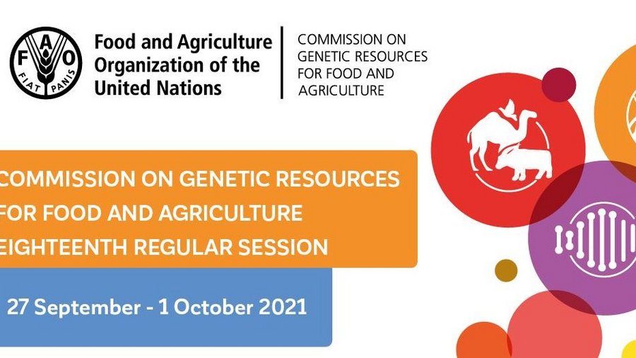 The image shows Colorful dots with icons related to the topics of the commission that will be discussed at the 18th meeting, e.g. livestock, crops, forestry, fish, etc. Mouse click leads to enlarged view