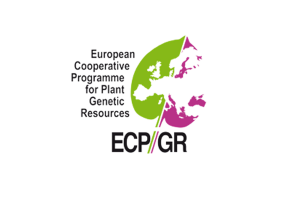 Logo of ECPGR showing the outline of Europe with a leaf in the background