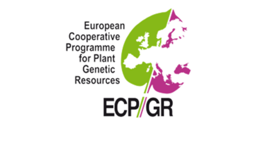 Logo of ECPGR showing the outline of Europe with a leaf in the background