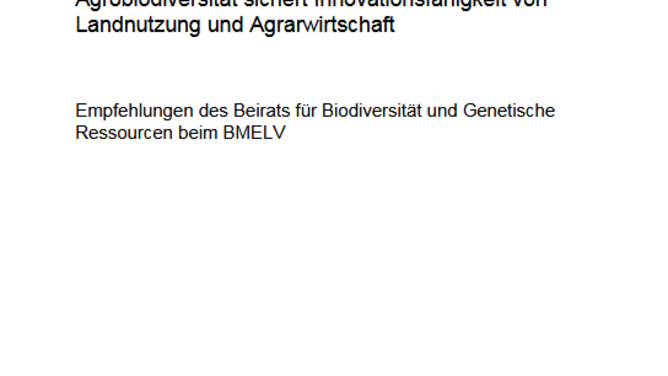 Titelseite Stellungnahme "Agrobiodiversität sichert Innovationsfähigkeit von Landnutzung und Agrarwirtschaft"