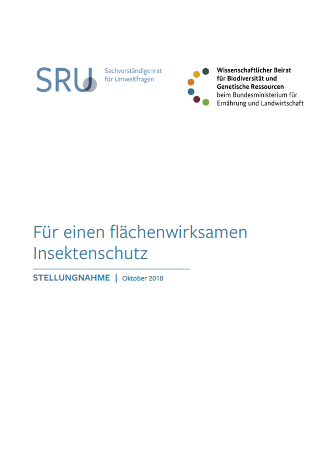 Titelseite Stellungnahme Für einen flächenwirksamen Insektenschutz