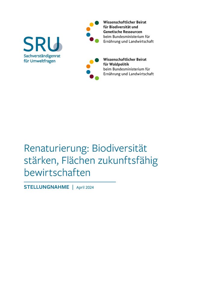 Titelseite Stellungnahme Dokument zum runterladen:Renaturierung: Biodiversität stärken, Flächen zukunftsfähig bewirtschaften