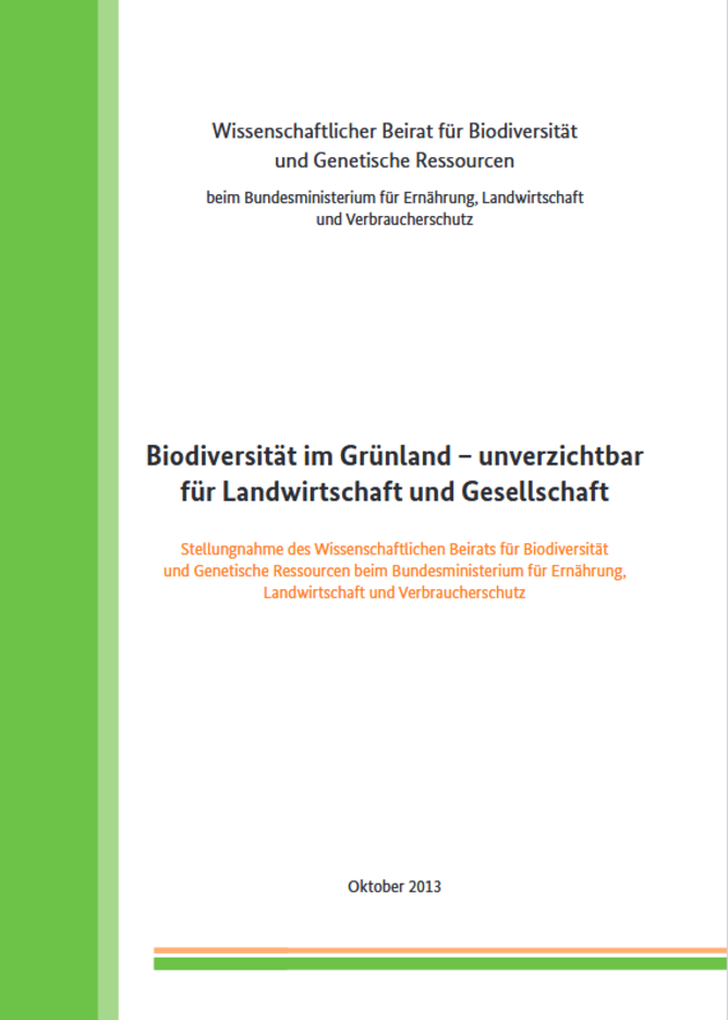 Titelseite Stellungnahme "Biodiversität im Grünland - unverzichtbar für Landwirtschaft und Gesellschaft"
