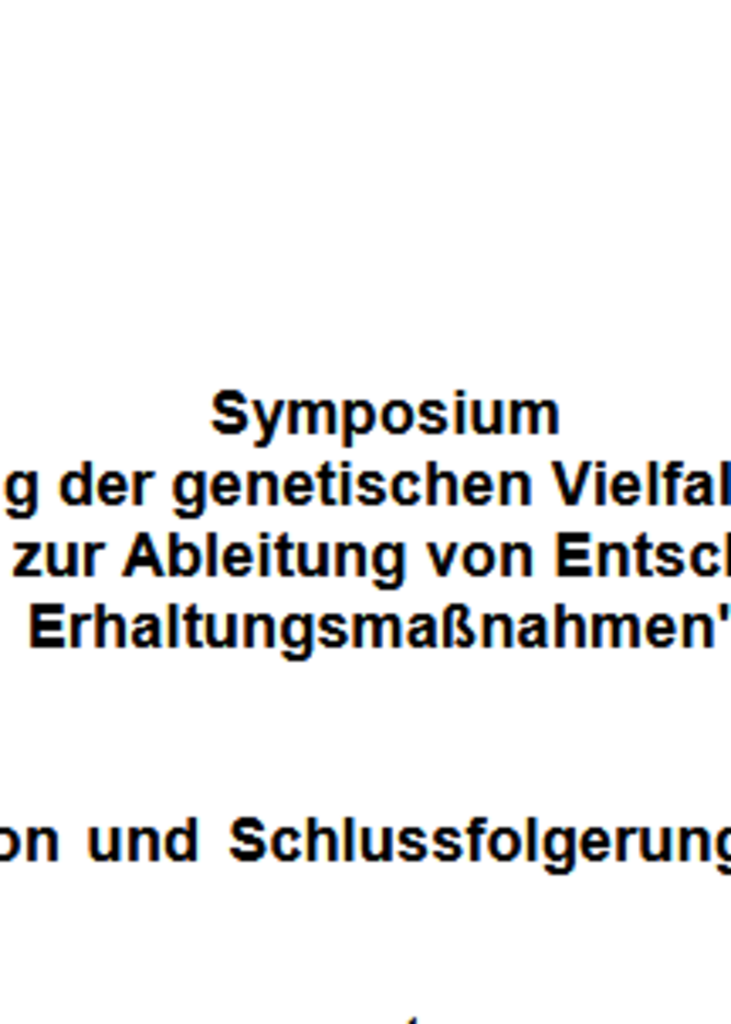 Titelseite Stellungnahme "Analyse und Bewertung der genetischen Vielfalt in der Land-, Forst- und Fischereiwirtschaft zur Ableitung von Entscheidungskriterien für Erhaltungsmaßnahmen"
